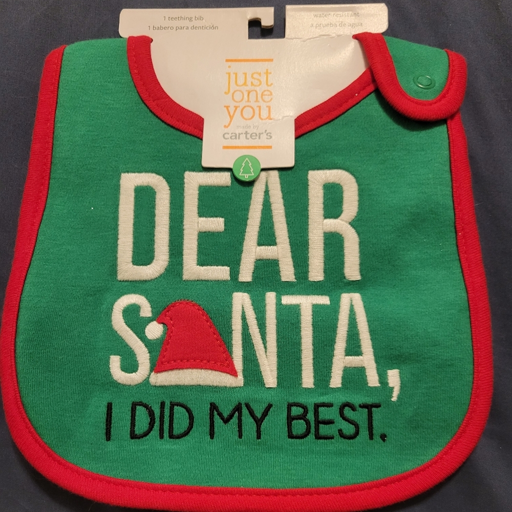 Carter's christmas dear santa I did my best holiday baby bib NWT